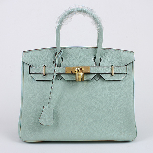 Hermes Birkin 30cm Aqua Clemence with Gold Hardware 