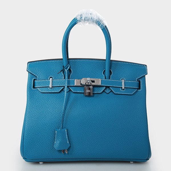 SOLD - Hermes Lindy 34cm Clemence Leather Blue Jean Color Silver