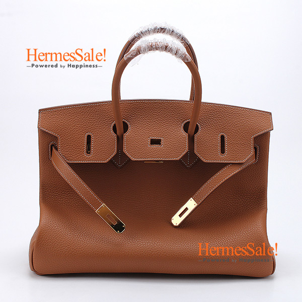 Hermes Birkin 35 Gold Original Leather Bag with White Stitch hermessale.ee