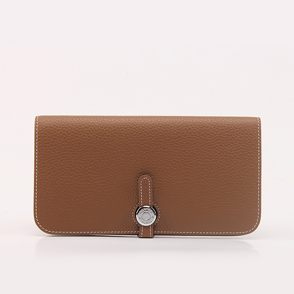 Hermes Dogon Long Wallet Gold Original Clemence SHW 