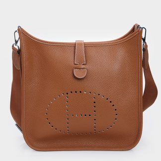 Hermes Gris Tourterelle Evelyne PM Messenger Leather Messenger Bag