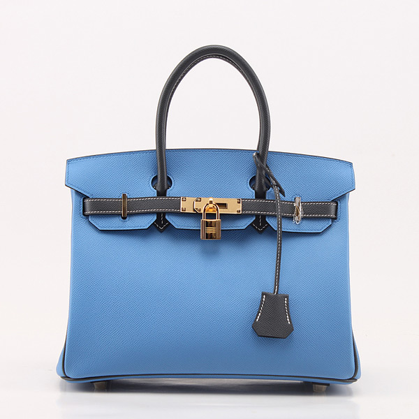 Hermes Birkin 30cm Two Tone Blue Paradise & Graphite Original Epsom GHD  with Half-hand Stitching 