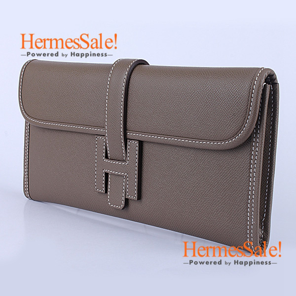 Hermes Jige Elan Clutch Etoupe Epsom Leather