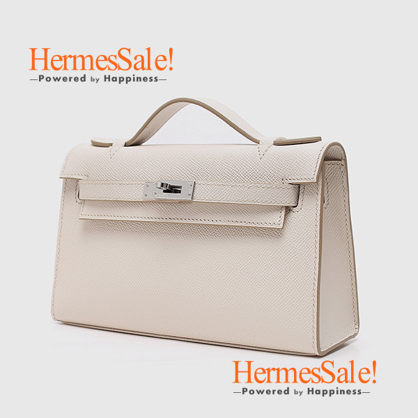 Hermes Kelly Pochette in Original Epsom and Silver Hardware 