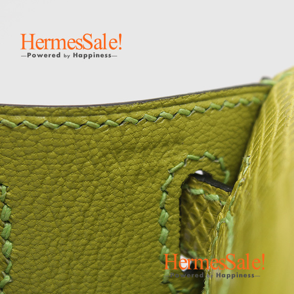 Hermes Kelly 22cm Clutch in Vert Anis Lizard Skin and Silver Hardware 