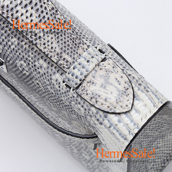 Hermes Kelly 22cm Clutch in Vert Anis Lizard Skin and Silver Hardware 