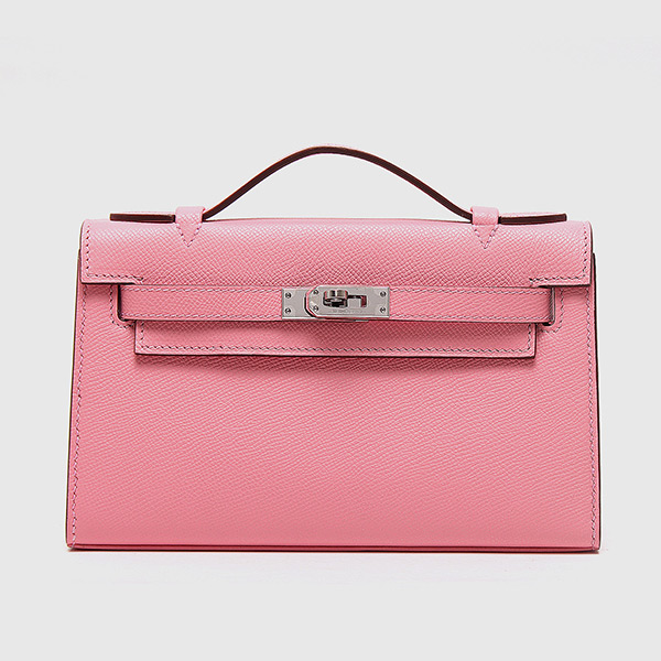 Hermes Kelly Pochette in Original Epsom and Silver Hardware 