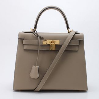 Replica Hermes Kelly 28cm Bag In Gris Tourterelle Epsom Leather GHW