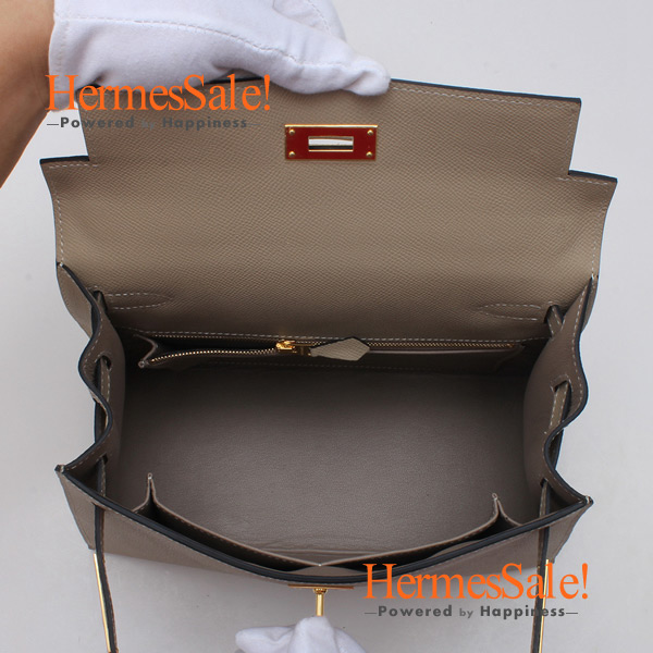 Replica Hermes Kelly 28cm Bag In Gris Tourterelle Epsom Leather GHW