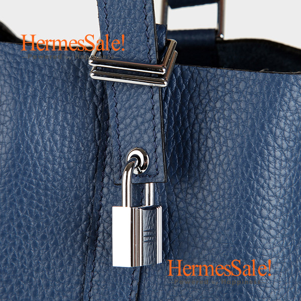 Hermes Picotin Lock bag MM Deep blue Clemence leather Silver hardware